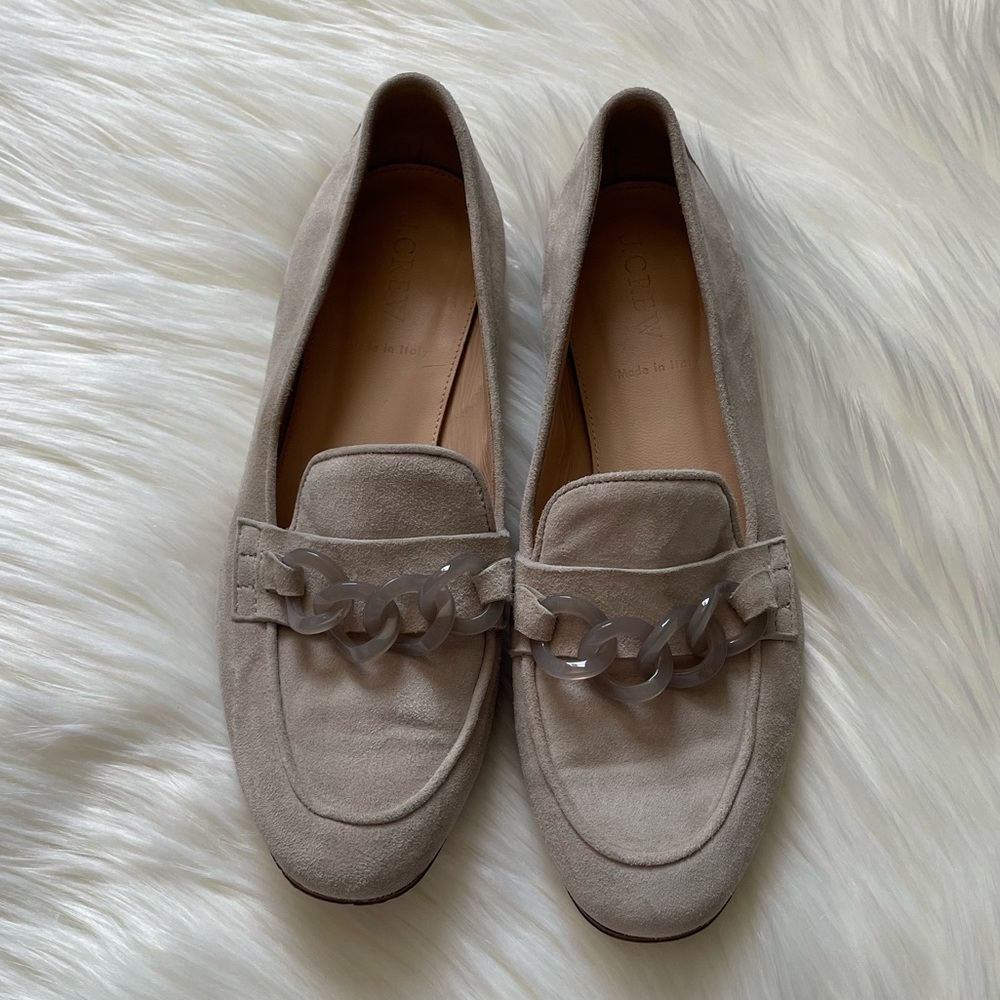 J CREW Suede Charlie Women Loafers In Light Grey Size 6